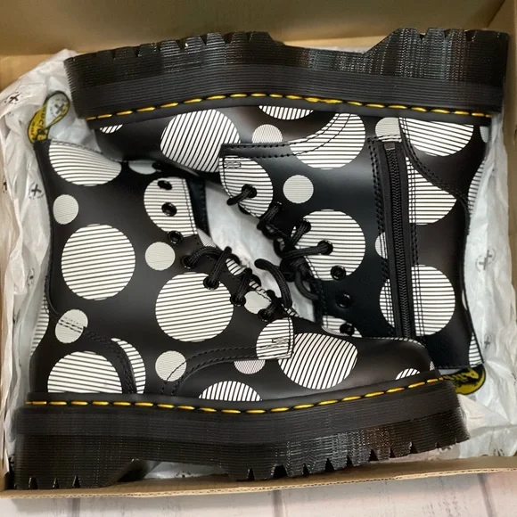 🔥Dr.Martens Jadon Polka Dot Smooth Leather Platform Boots MNS 5/ WOMENS 6 NEW🔥 - Picture 10 of 11